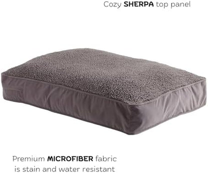 Buster Deluxe Reversible Pillow Style Sherpa Dog Bed, Gray, Medium (42 x 30 in.)