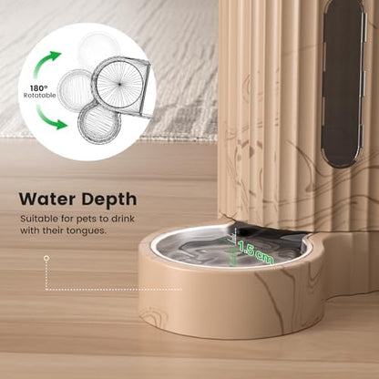 Gardner Pet Gravity Automatic 2-in-1 Pet Feeder, 0.8 Gallons*2 Cat Feeder and Water Dispenser Set, 100% BPA-Free and Stainless Steel Water Bowl for Dogs, Cats, Rabbits, Puppies (Light Woodgrain)
