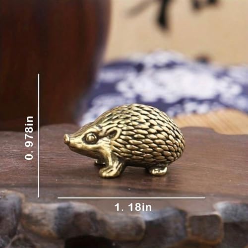 Miniature Hedgehog, Dollhouse Miniature Retro Brass Hedgehog Statue Ornament, Mini Micro Garden Landscaping Decoration
