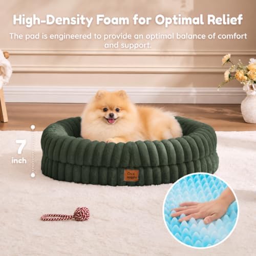 ChiXnuggle Orthopedic Dog Bed, Washable Cover, Faux Fur Bolster Pet Couch