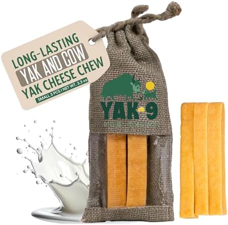 Yak9 Himalayan Yak Cheese Dog Chews | No Hide Dog Chews Long Lasting | High Protein, Non GMO, Gluten & Grain Free | Yak & Cow Milk Natural Dog Chew | Small, 3 PC