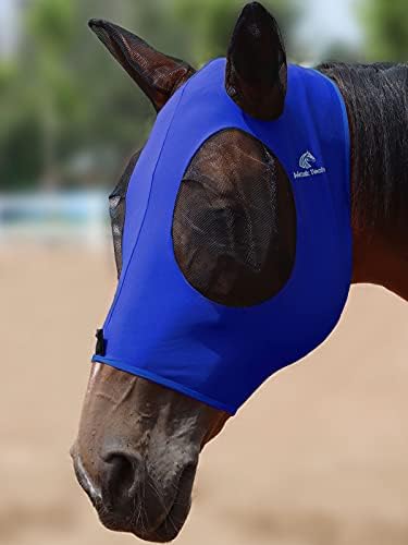Mask Tech 5 Pieces Horse Fly Masks with Ears, Stretchy Elastic Mesh Fly Masks, 3D Eye Clearance, UV Protection-Medium,Combo 5