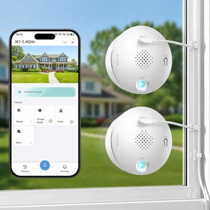 Window Cameras for Home Security: Indoor Camera for Outdoor Monitoring with 2K Full Color Night Vision Motion Human Vehicle Detection Easy Installation (2.4Ghz-2pcs)