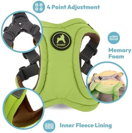 Gooby Escape Free Memory Foam Dog Harness, Step-in, Blue, Medium