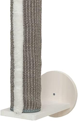 Trixie Cat Wall Furniture Set 1 - Customizable Cat Wall Climbing Set - with Climbable Scratching Post and Elevated Plattform - with Durable Sisal Rope - in White/Gray