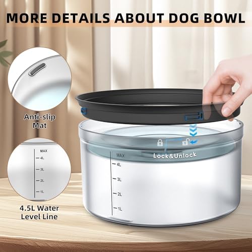 Decflow 1.2Gal No Spill Dog Water Bowl with Slow Drinking Feeder