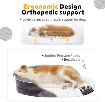 Orthopedic Dog Bed Couch for XXLarge Sized Pets with Egg Foam Support, Four-Sided Bolster Cushions, Soft Tear-Resistant Fabric, and Removable Machine Washable Plush Cover, 53'', Dark Gray