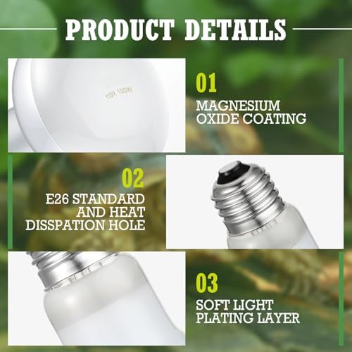 Tarpop 8 Pcs 100w Reptile Heat Lamp Bulb, Uva Basking Bulbs, E26 Base