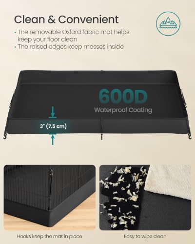 SONGMICS Pet Playpen, 2-Tier Steel Pen with Roof