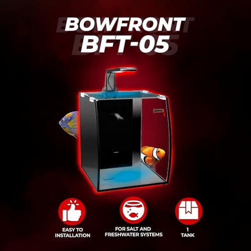Aquatop Vertical Bowfront Glass Aquarium, 5-Gallon – All-in-One Tank with Filter and LED Light, High Clarity Glass for Freshwater & Saltwater