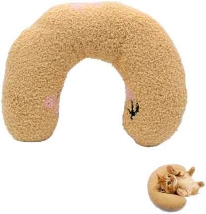 Andiker Pillows for Cats, U Shape Soft Fluffy Kitten Pillow to Lay On Cat Bed Pillow Ultra Soft Pet Pillow for Cat Fluffy Cats Pillows for Indoor Cats and Puppies to Improve Sleep Quality (Yellow)