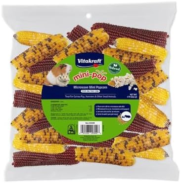 Vitakraft Mini Pops Microwavable Corn Cobs for Small Animals - Corn on The Cob Snack for Hamsters, Rabbits, & Guinea Pigs - Pet Treat & Enrichment Chew Toy - Popcorn for Small Animals (1lb)