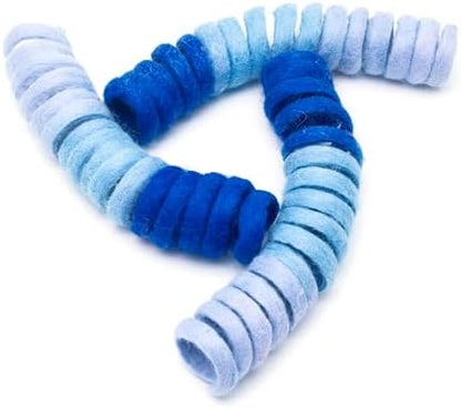 Glaciart One Felt Spring Cat Toy – 3 Pcs Soft Fuzzy Enrichment 100% Natural Wool - Interactive Stretchable Play Cat Toy Set - Safe for Pets, Non-AZO Colored Dyes - 30” Long