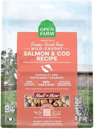 Open Farm Salmon & Cod Recipe Freeze Dried Raw Morsels for Cats, 3.5oz