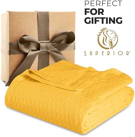 Superior Cotton Blanket, Lightweight, Breathable Bedding, Twin, Yellow