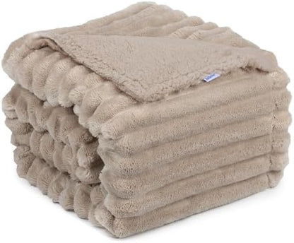 Reversible Waterproof Sherpa Pet Blanket for Large Dogs & Cats