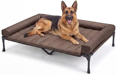 Veehoo Outdoor Elevated Dog Bed with Waterproof Bolster Cushion, Cooling