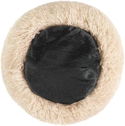 otoez Kitten Puppy Bed Extra Small XS Round Dog Cat Beds Anti Anxiety Plush Pet Calming Donut Bed with Non-Slip Waterproof Bottom, Washable (15.7", Taupe)
