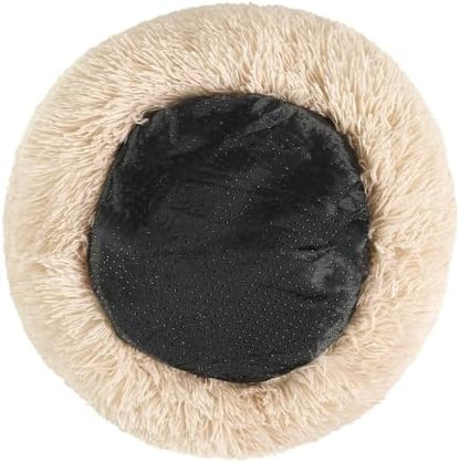 otoez Kitten Puppy Bed Extra Small XS Round Dog Cat Beds Anti Anxiety Plush Pet Calming Donut Bed with Non-Slip Waterproof Bottom, Washable (15.7", Taupe)