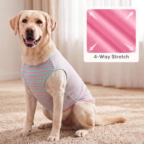 KYEESE 2Pack Cotton Dog Shirt for Medium Large Dogs Soft Striped Tank Top