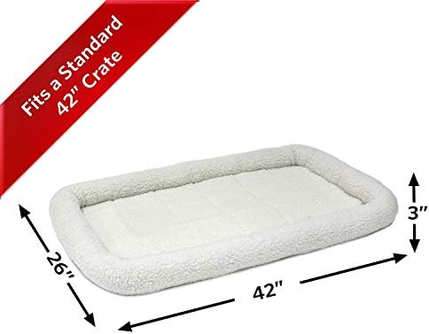 MidWest Homes for Pets QuietTime Dog Bed - White Fleece Bolster, Ultra-Soft and Machine Washable, Fits 42-Inch Crates and Carriers, for Large Breed Dogs