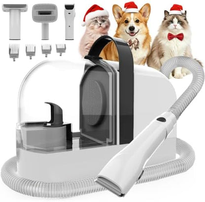 PG10 Dog Grooming Vacuum with Electric Clipper & Shedding Brush, 12,000Pa Suction Pet Grooming Vacuum for Dogs, Low Noise Pet Hair Vacuum with Grooming Kit for Home Shedding and Trimming