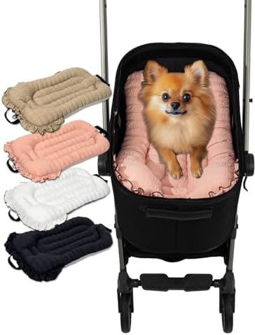 Easy Wash Dog Stroller Mat, Durable Orthopedic Pet Stroller Cushion for Dogs & Cats, Ergonomic Pad for Pet Cart, Ideal Accessories & Pads for Comfortable Rides (Coral Pink, L)