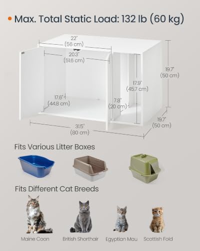 SONGMICS HOME Cat Litter Box Enclosure, Tool-Free Assembly