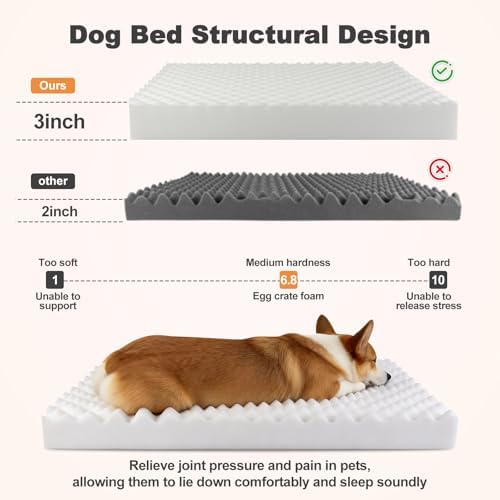 Washable Dog Bed Medium Size Dog,Orthopedic Crate Pads,36x27in Blue-Grey