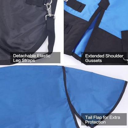 1200D Horse Blanket, 0g No-Fill Waterproof Turnout Rain Sheet