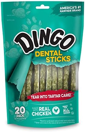 Dingo Dental Sticks Dog Treats With Real Chicken & Parsley, 20 Count