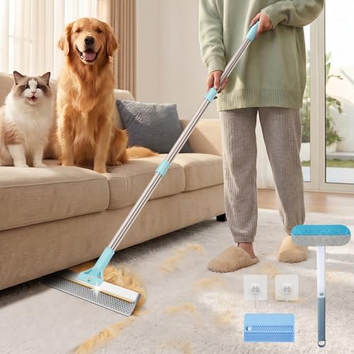 Carpet Rake for Pet Hair Removal: Adjustable 54" Handle No Bending