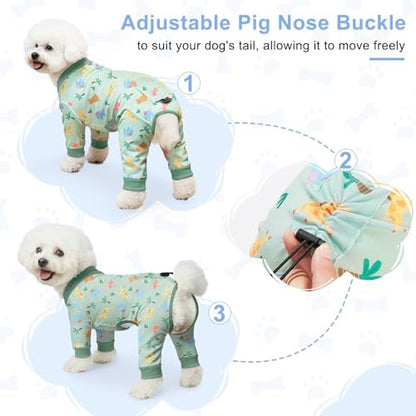 Bienbee Dog Pajamas, 4 Pack Adjustable Onesies for Small to Large Dogs L