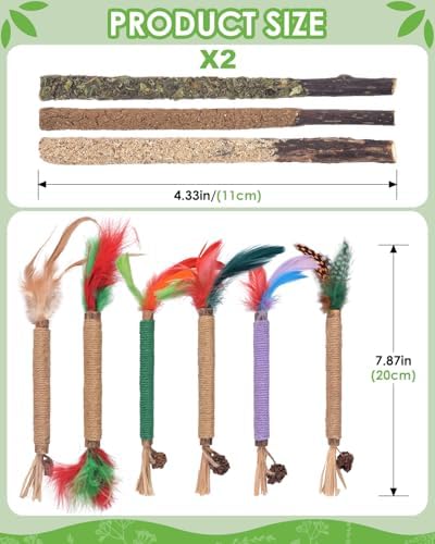 TINDTOP Silvervine Chew Sticks for Cats, 12 Pack Natural Catnip Chew Toys