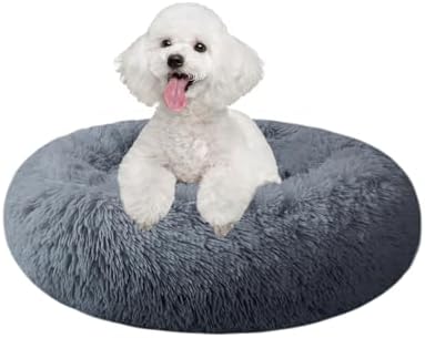 Nisrada Dog Bed for Small Medium Large Dogs, 20 inch Calming , Washable-Round Cozy Soft Pet Bed for Puppy and Kitten with Slip-Resistant Bottom