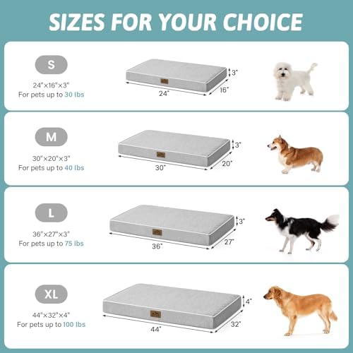 COZY KISS Cooling Orthopedic Dog Bed, Q-Max>0.5, Waterproof Lining, 30x20in
