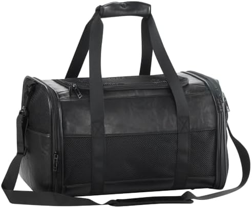 Fashion Dog Carrier Pet Carrier Airline Approved Cat Carrier for Small Dogs Cats Under 15 Lbs, Vegan Leather Collapsible Soft Sided Travel Puppy Carrier