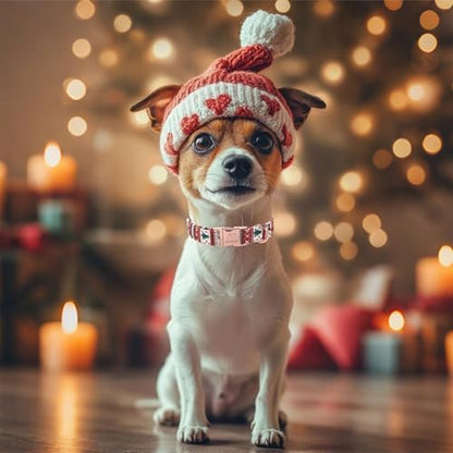 Christmas Dog Collar for Large Dogs - Fair Isle Style Christmas Collars for Dogs, Cute Reindeer Snowflake Winter Heavy-Duty Adjustable Dog Collars with Metal Buckle XL