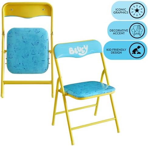 Bluey Kids Table and Chair Set, 3 Piece Folding Activity Set with Square Table & 2 Chairs,Furniture for Playroom, Crafting, Ages 3+