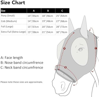 Harrison Howard Super Comfort Stretchy Fly Mask Large Eye Space with UV Protection Soft on Skin with Breathability Orange Geo Print Full Size