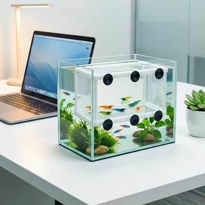 Anxingo 2 Pack Fish Tank Breeder Net,Fish Isolation Breeding Hatching Box, Plastic Frame Hatching Box Separation Net Breeding Box with Suction Cup for Aquarium
