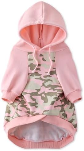 Pet Passion Rocky II Dog Hoodie, Pink Half Camo, XX-Small