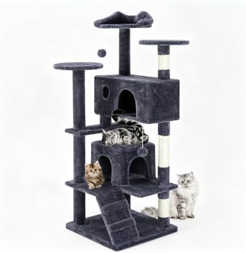 DUMOS 54 Inch Cat Tree Tower with Scratching Posts