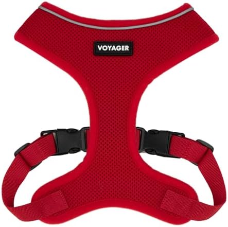 Best Pet Supplies Voyager Aerolite Over the Head Dog Harness, No Pull Breathable Air Mesh Vest, Quick Dry with Reflective Stitching, Adjustable Escape Resistant Harness - Red, X-Small