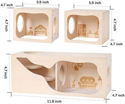 Wooden Hamster Hideout House, Small‑Pet Habitat Tunnel, Bedroom