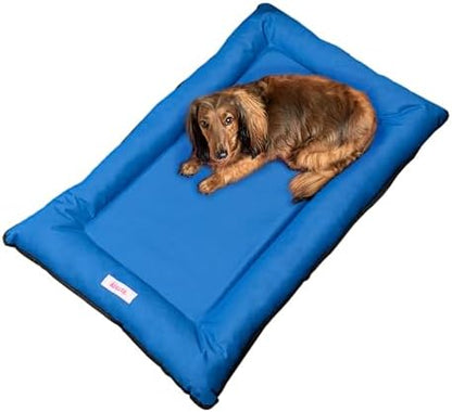DBD3004D-M Archie 29.5" x 22.5" Traditional Oxford Waterproof Indoor/Outdoor Hand-Washable Memory Foam Camping Pet Bed, Cobalt