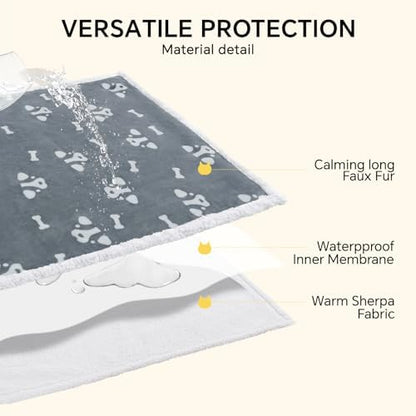 Luciphia Waterproof Dog Blanket Reversible Sherpa Fleece for Small Dogs Cat