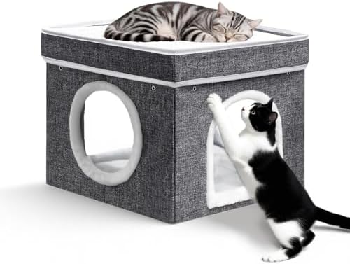 Cat Bed for Indoor Cats Cube House,Bedsure Cat Beds for Indoor Cats - Large Cat Cave for Pet Cat HouseFoldable Cat Hideaway,DIY Free Combination Configurable Play Tower Condo for Cats（1 piece）