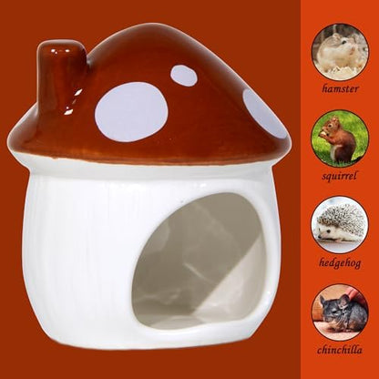 Ceramic Hide Hamster Hideout Small Pets Habitat House Accessories (Brown)