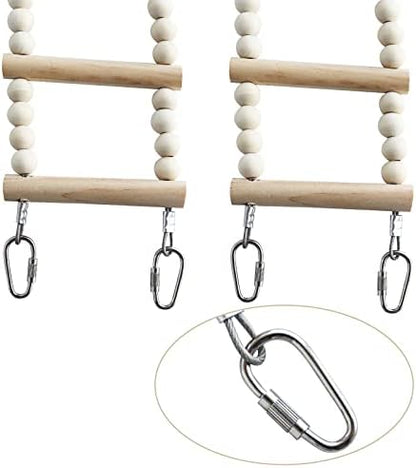 Bird Ladder Bridge, Wooden Pet Hamster Climbing & Swing Toys, Cage Accessories for Birds Rats Parrots Hamster Squirrel Sugar Gliders Parakeets Cockatiels - 28 Steps - 61.8 x 3.14 Inch